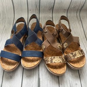 Adrienne Vittadini Sandles six 9 denim blue and snake skin. Both pairs included